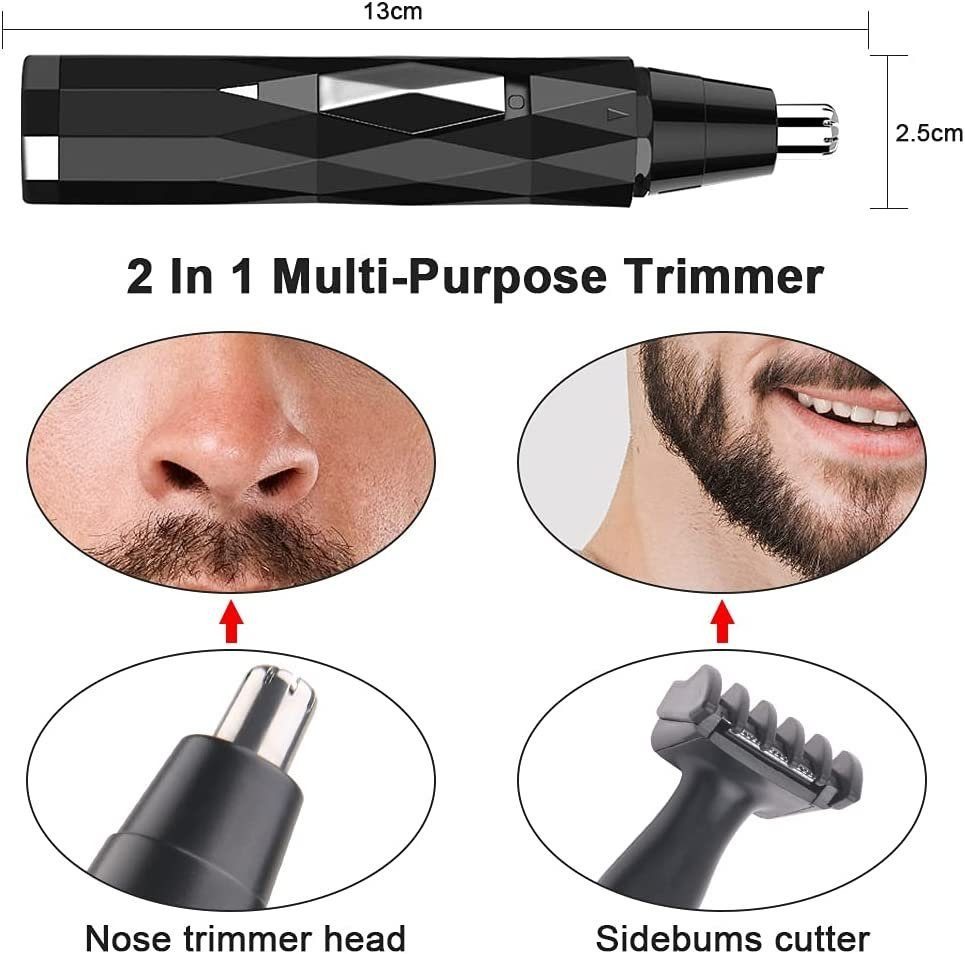 feinlux Nasen- und Ohrhaartrimmeraufsatz Nasen- und Ohrhaartrimmer Nasenhaartrimmer, set, 2 in 1 Nasen/Ohrhaarschneider Herren, zum sicheren Trimmen ohne Zupfen, USB-Aufladung Bild 4
