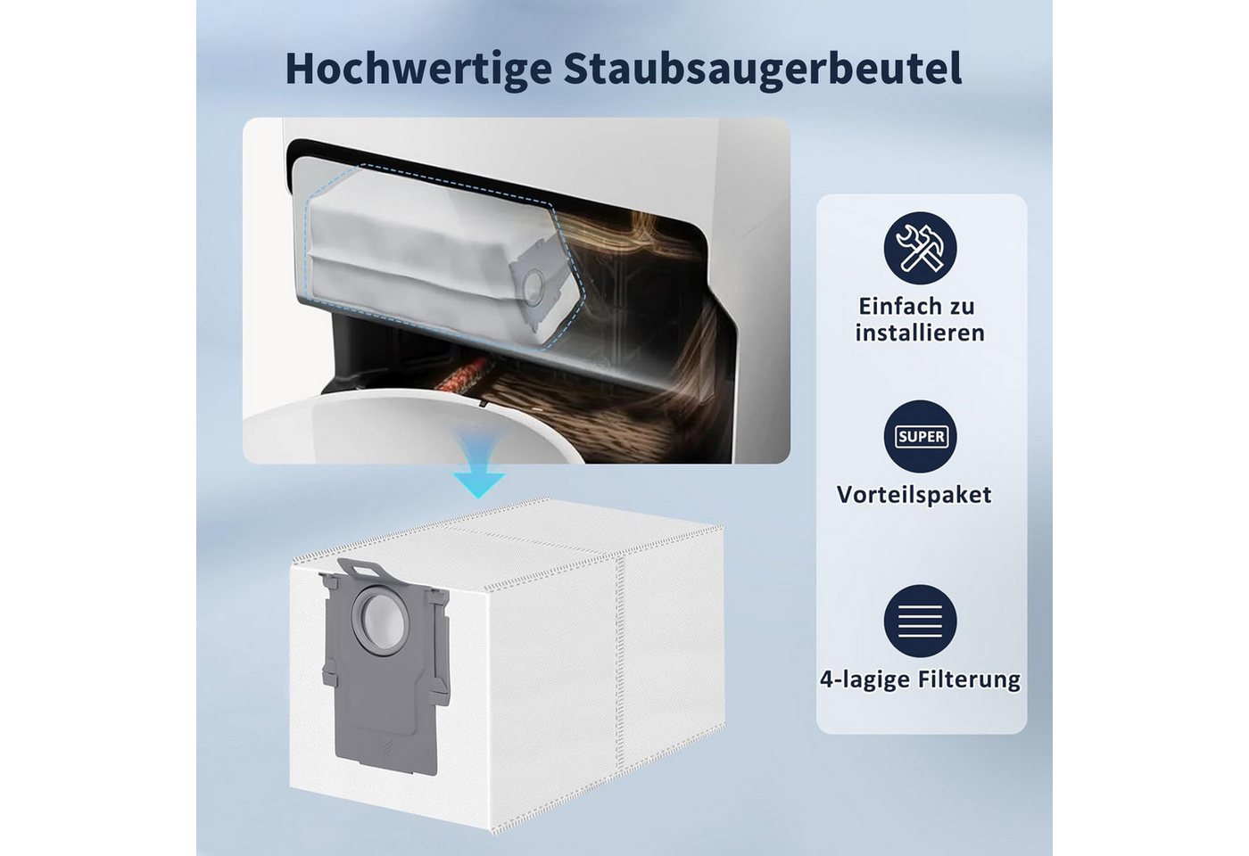 SURFOU Staubsaugerbeutel 16er Pack Staubsaugerbeutel für Roborock Qrevo & Saros, 3L Kapazität, kompatibel mit Qrevo Pro/Master/Curv/Slim/S8 MaxV Ultra Bild 3