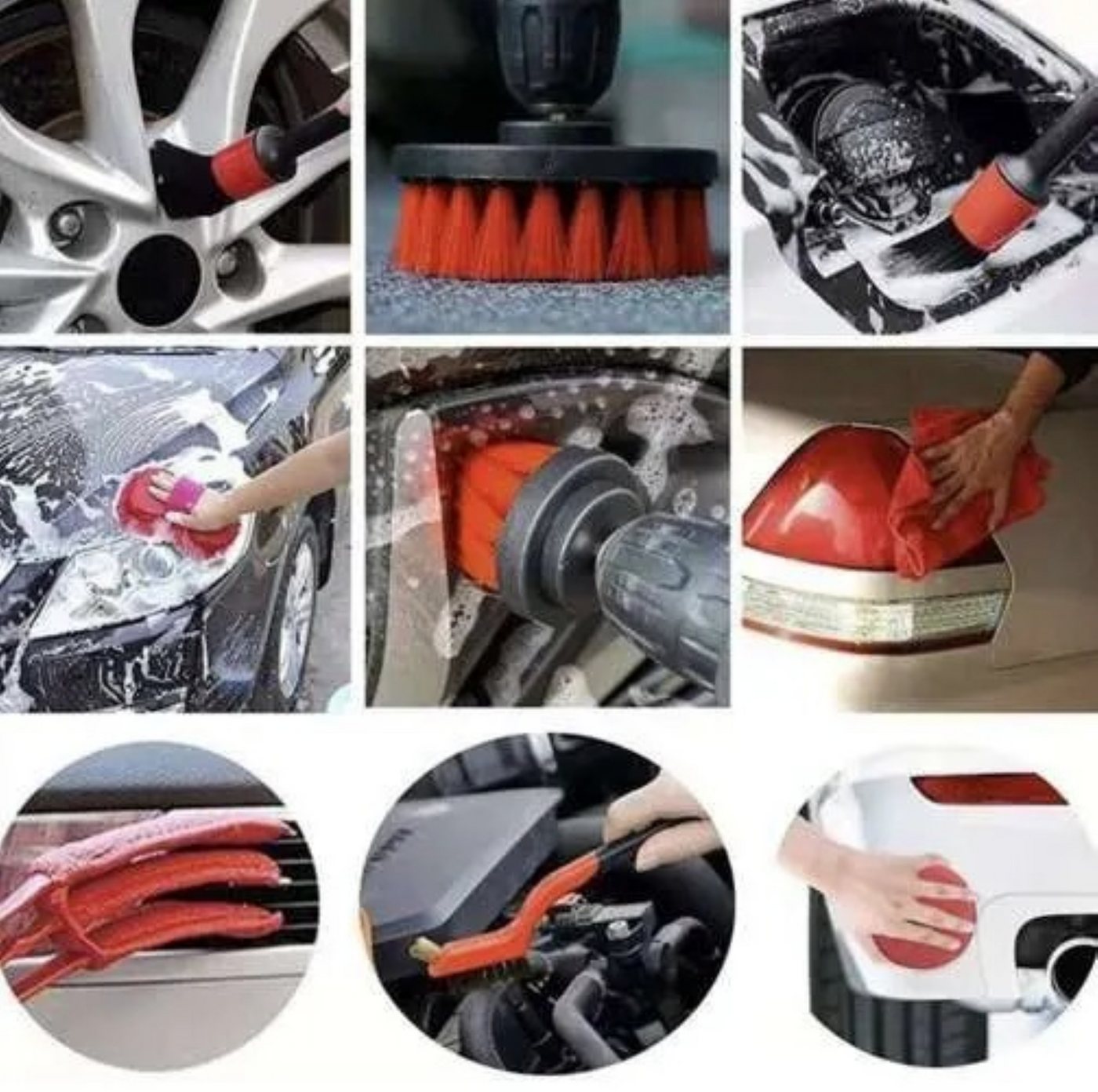 XTROBB Auto Reinigungsset 19-teilig Fahrzeug Pflege Set mit Koffer Schwarz Autopolitur (Autopflege Set mit Reißverschlusstasche für Innen und Außenreinigung, 19 St., Fahrzeugpflege Set 19teilig mit Bürsten Schwämmen und Mikrofasertuch), Vielseitiges Felgenreinigung und Cockpitpflege Set für Auto & Roller Bild 2