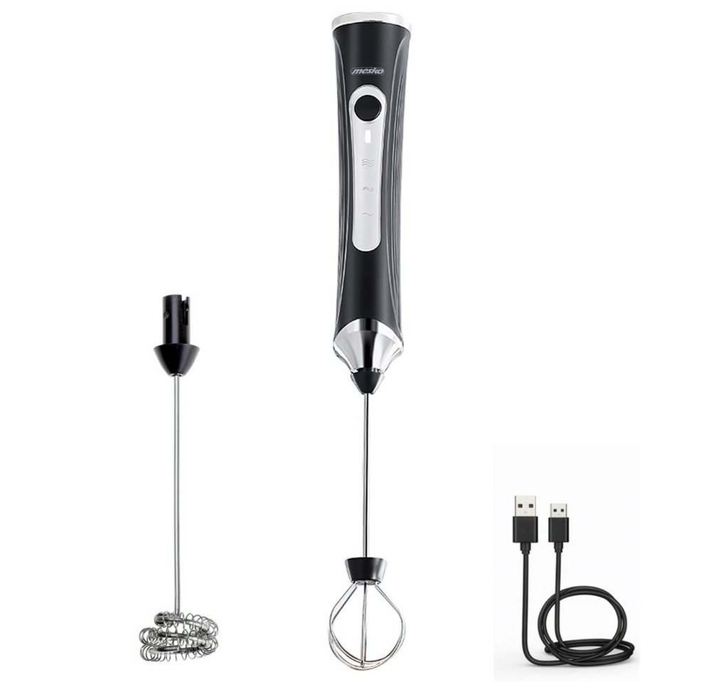 Mesko Milchaufschäumer MS 4535 2-in-1 Handaufschäumer mit Schneebesen, elektrisch, USB-C, Edelstahl, für Milch, Matcha, Kakao Bild 2
