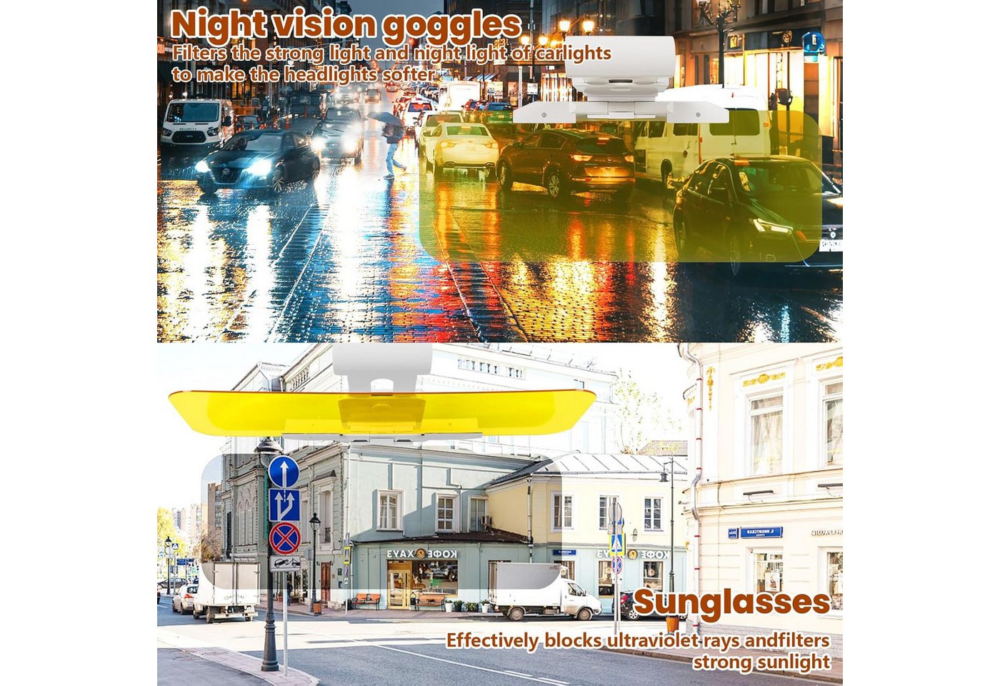FELIXLEO Autosonnenschutz 2 in 1 Sonnenblende Auto mit Blendabweiser Visierverlaengerung