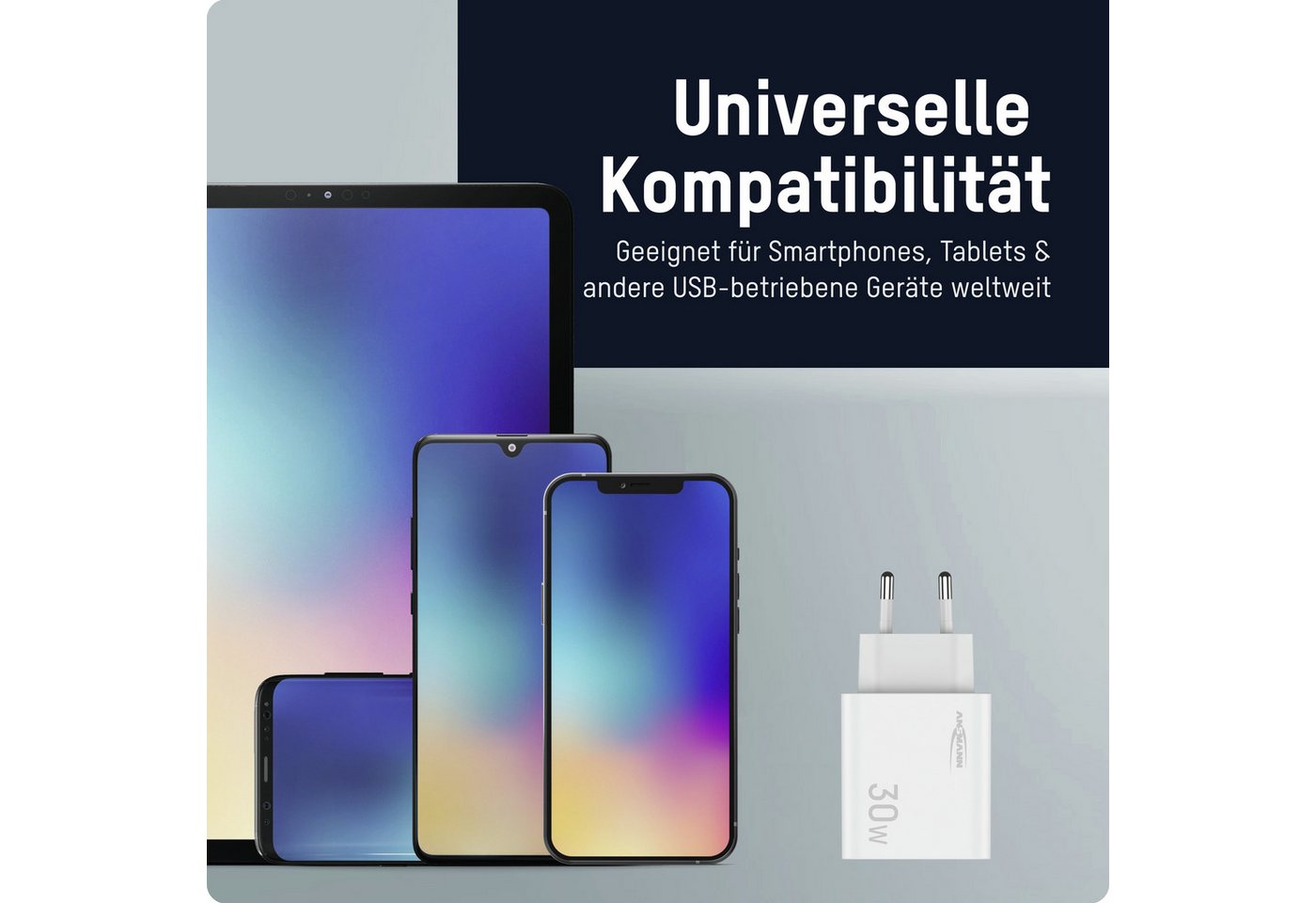 ANSMANN AG USB C Schnellladegerät PD 30W, universell iPhone Samsung Netzteil USB-Ladegerät Bild 2