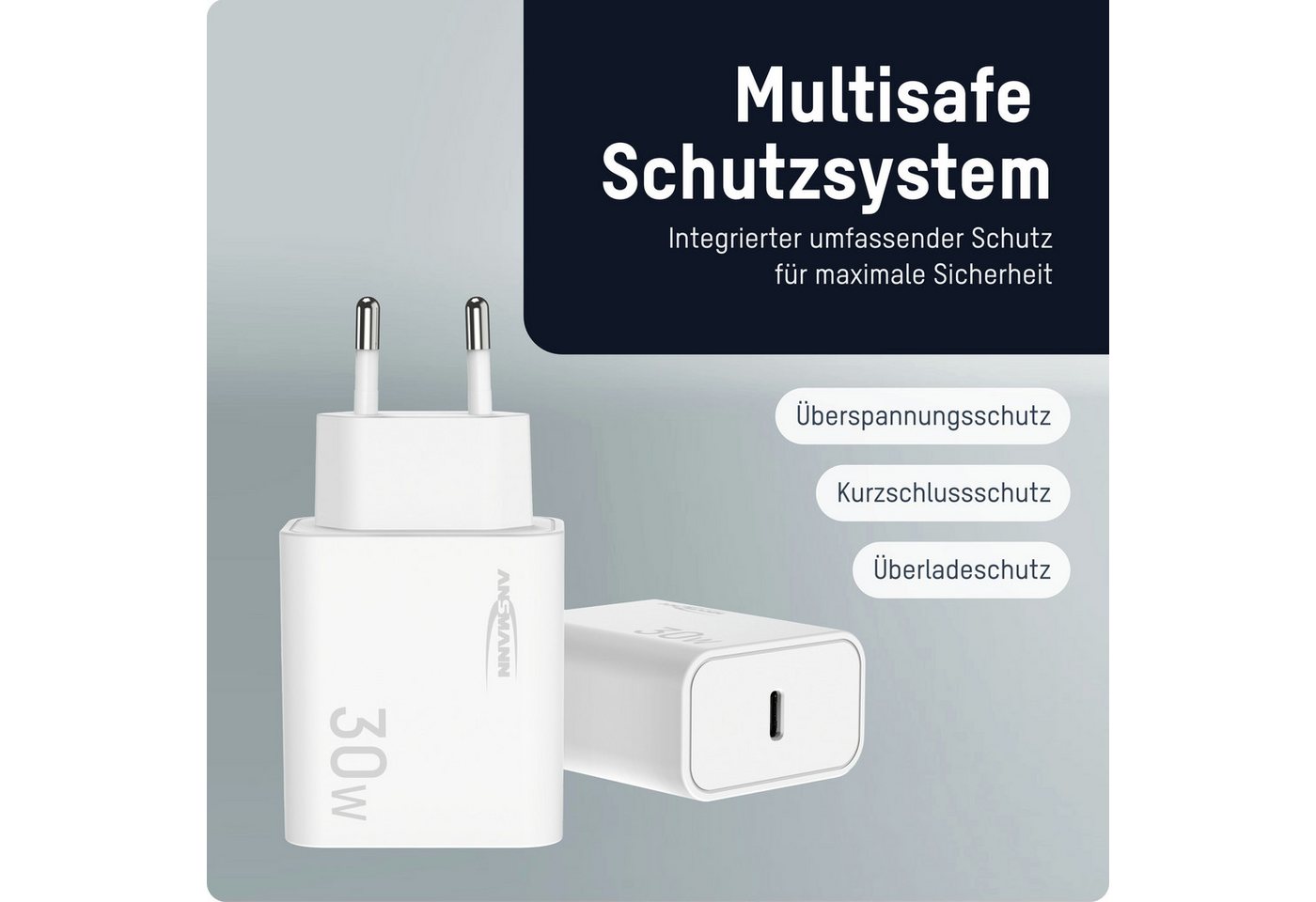 ANSMANN AG USB C Schnellladegerät PD 30W, universell iPhone Samsung Netzteil USB-Ladegerät Bild 5