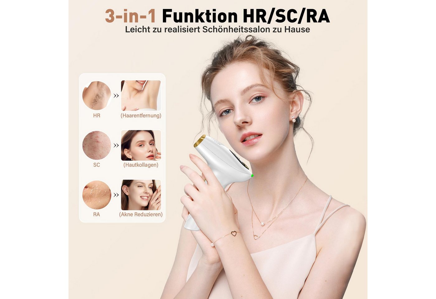AIBISTAR IPL-Haarentferner IPL Haarentfernungsgerät m. Kühlfunktion,9 Stufen, 999.999 Blitze, 999,999 Lichtimpulse, Zwei Ersatzköpfe, Laser Haarentfernung Zuhause Dauerhafte Schmerzlos Haarentfernung Bild 2