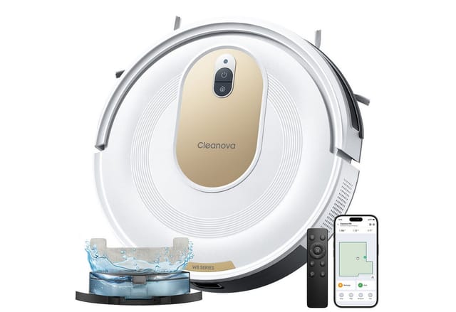 Vactidy Nass-Trocken-Saugroboter Vactidy W8 Saugroboter mit wischfunktion,3-in-1,Smarte Gyro-Navigation, beutellos, 5000Pa,150 min,Schlankes Design,Automatische Teppicherkennung