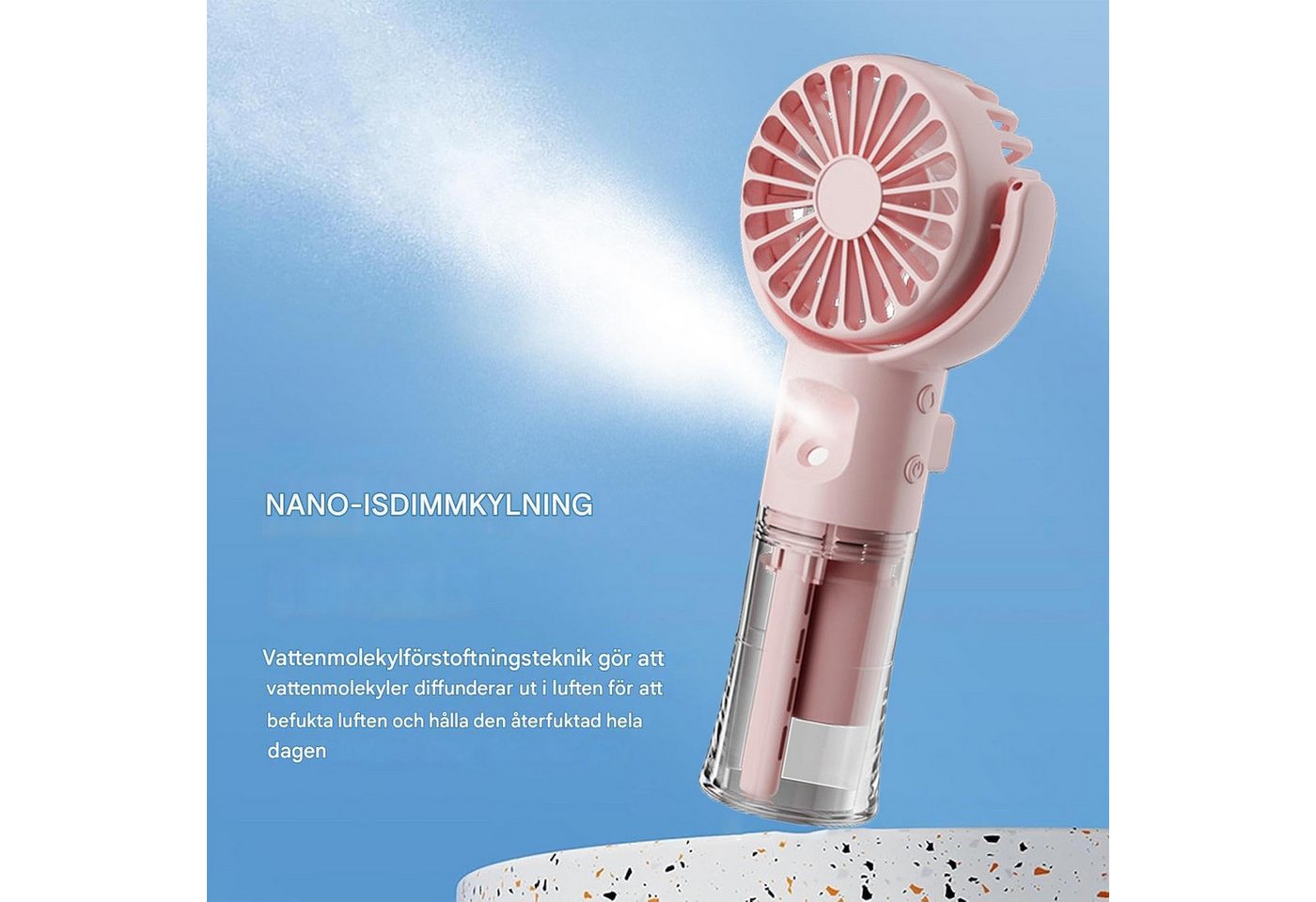 FELIXLEO Handventilator Tragbarer Ventilator mit Wassernebel USB Handlüfter Kühlgebläse