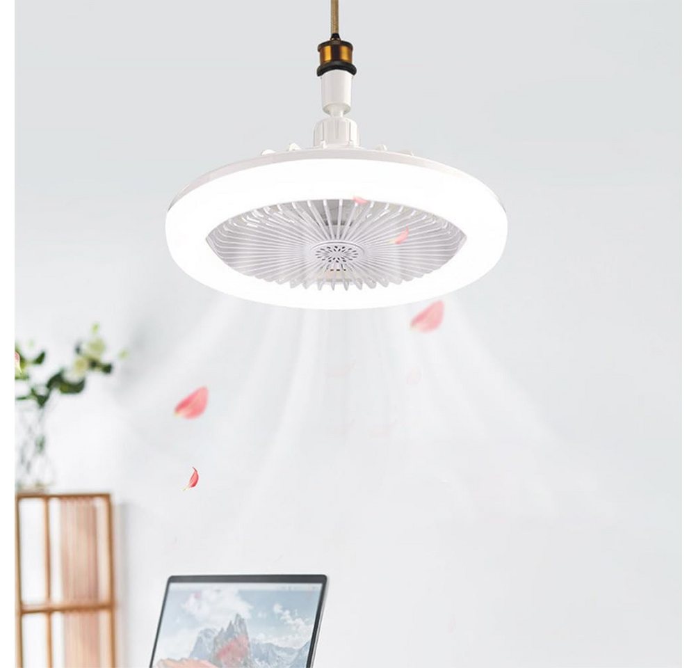 FELIXLEO Akku-Standventilator Aromatherapie Deckenventilator mit Licht Fernbedienung Weiß