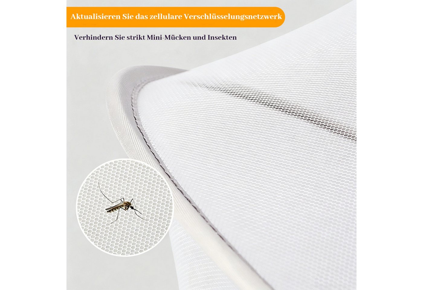 BlingBin Moskitonetz Atmungsaktives stabiles Moskitonetz mit umlaufendem Reißverschluss, (1 Stück, 1 St., 105 × 60 cm), waschbar passend für Kinderbett, Reisebett und Beistellbett