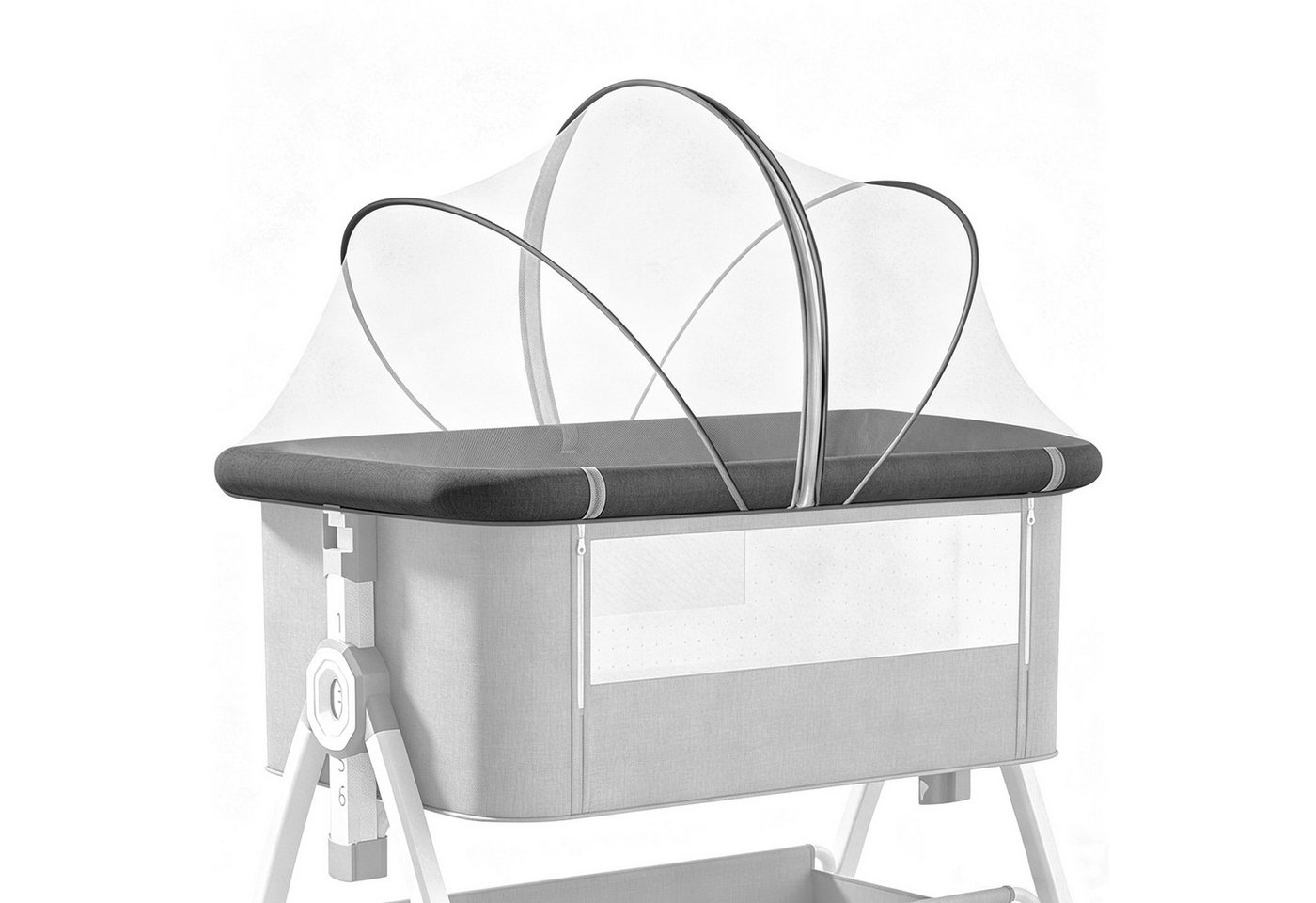 BlingBin Moskitonetz Atmungsaktives stabiles Moskitonetz mit umlaufendem Reißverschluss, (1 Stück, 1 St., 105 × 60 cm), waschbar passend für Kinderbett, Reisebett und Beistellbett Bild 2
