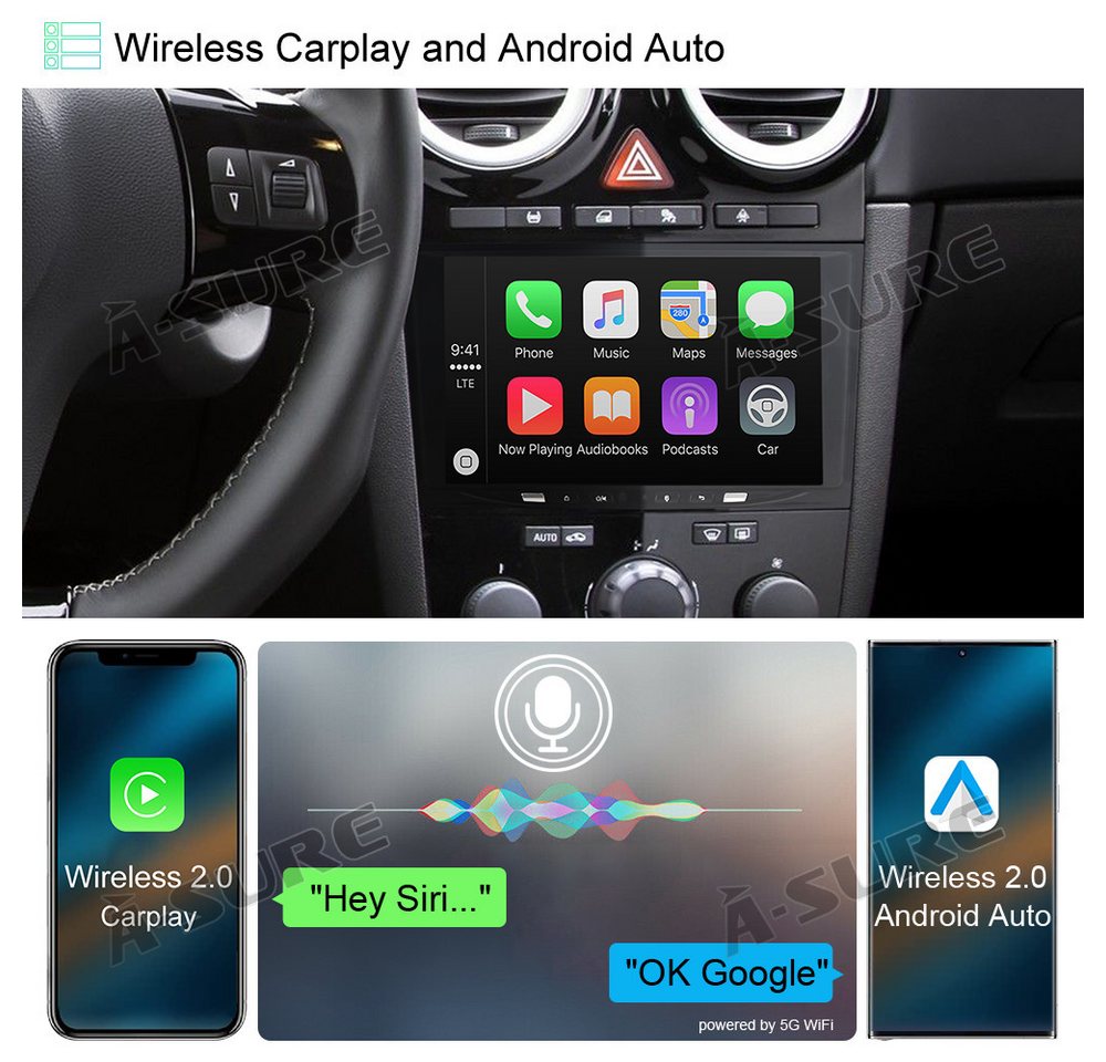 A-Sure 8 Core 4+64G Android 15 Carplay GPS Für Opel Corsa D C Astra H Vectra Autoradio (Digitalradio (DAB), Carplay Android Auto Bluetooth EQ USB GPS Navi WIFI Touchscreen) Bild 4