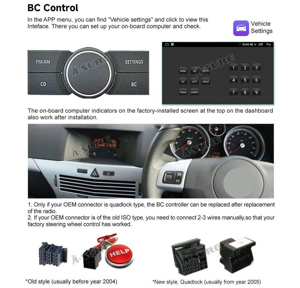 A-Sure 8 Core 4+64G Android 15 Carplay GPS Für Opel Corsa D C Astra H Vectra Autoradio (Digitalradio (DAB), Carplay Android Auto Bluetooth EQ USB GPS Navi WIFI Touchscreen) Bild 5