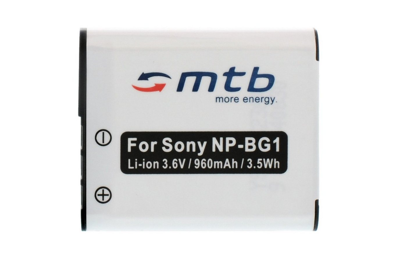 mtb more energy [BAT-069 - Li-Ion] Kamera-Akku kompatibel mit Akku-Typ Sony NP-BG1 960 mAh (3,6 V), passend für: Sony Cyber-shot DSC-H3, H7, H9, H10, H20, H50, H55, H70, H90, HX5V, HX7V, HX9V, HX10, HX10V, HX20V, HX30, HX30V, N1, N2, T20, T25, T100, W30, W35, W40, W50, W55, W70, W80, W85, W90, W100, W110, W115, W120, W125… Bild 5