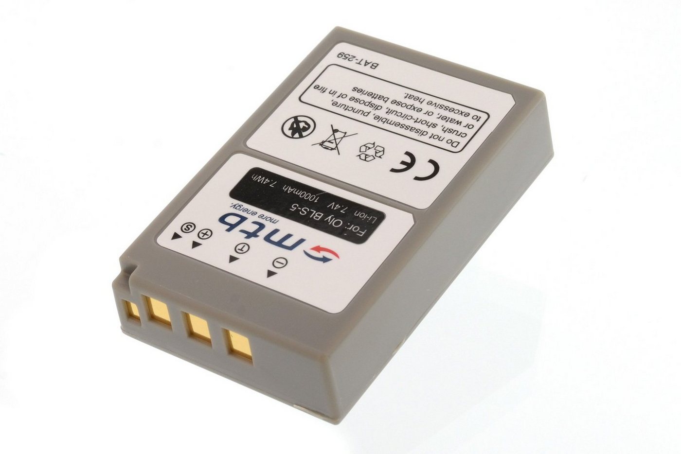 mtb more energy Kompatibler Akku für Olympus BLS5, BLS-5 Kamera-Akku kompatibel mit Akku-Typ Olympus BLS-5 1000 mAh (7,4 V)