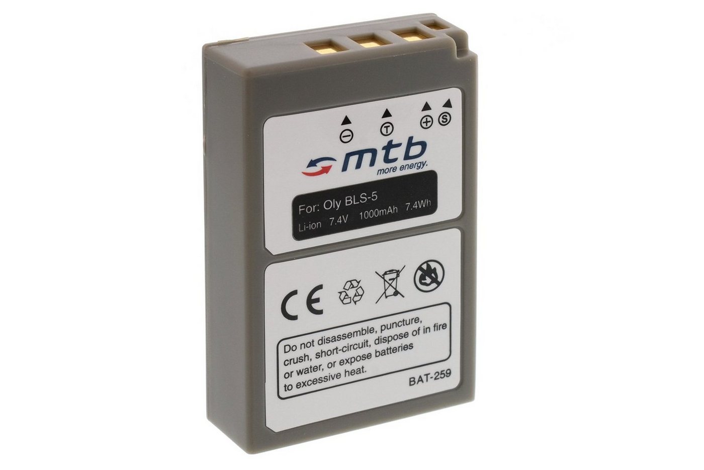 mtb more energy Kompatibler Akku für Olympus BLS5, BLS-5 Kamera-Akku kompatibel mit Akku-Typ Olympus BLS-5 1000 mAh (7,4 V) Bild 2