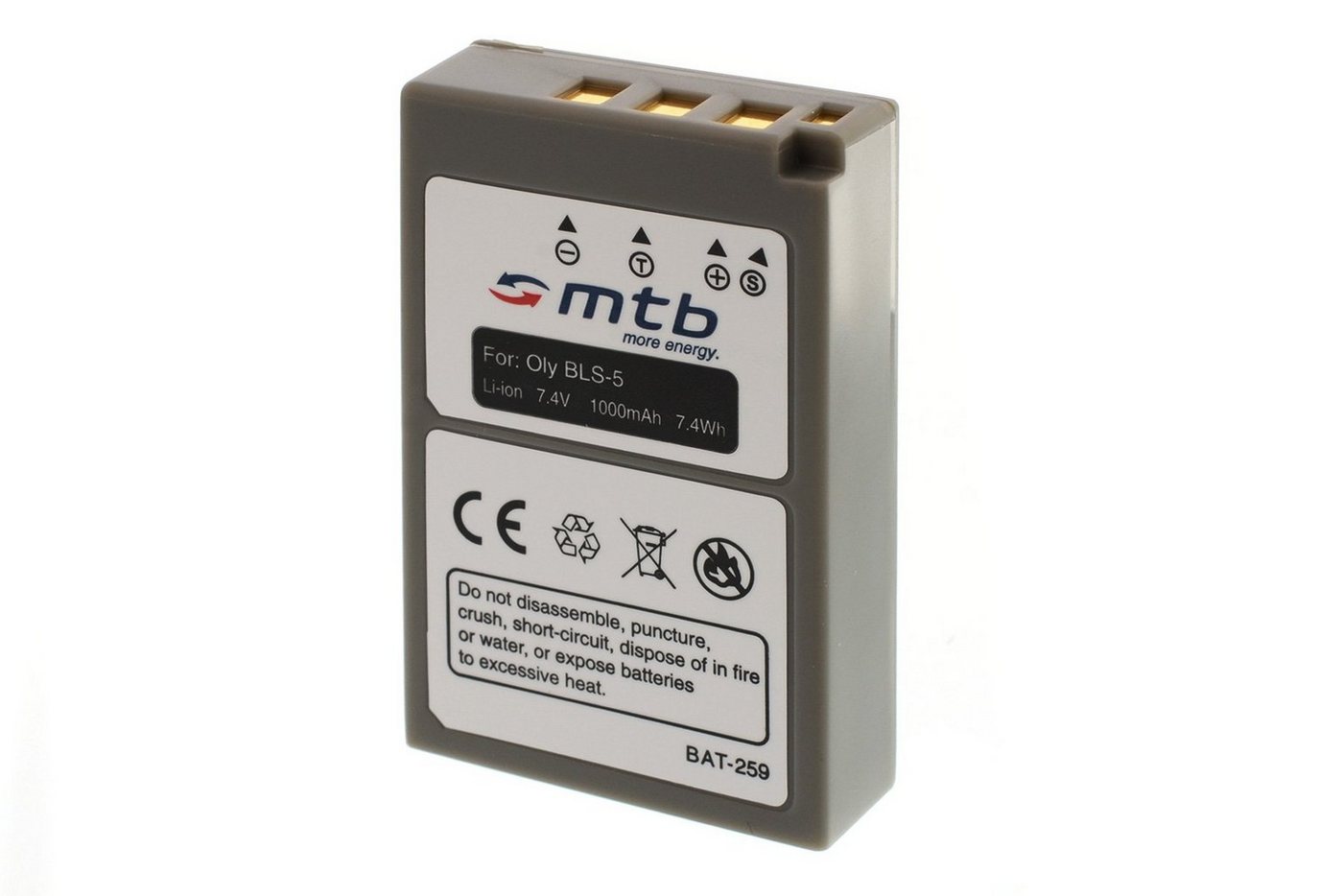 mtb more energy Kompatibler Akku für Olympus BLS5, BLS-5 Kamera-Akku kompatibel mit Akku-Typ Olympus BLS-5 1000 mAh (7,4 V) Bild 5