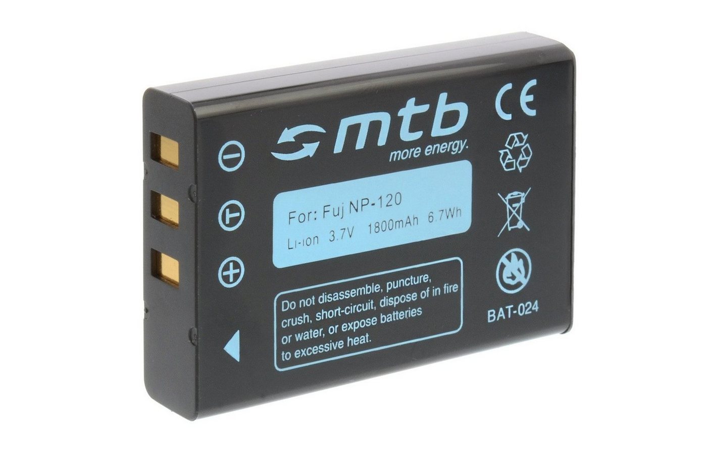 mtb more energy NP-120 Akku für Fuji Digitalkameras Kamera-Akku kompatibel mit Akku-Typ Fuji NP-120 1800 mAh (3,7 V)