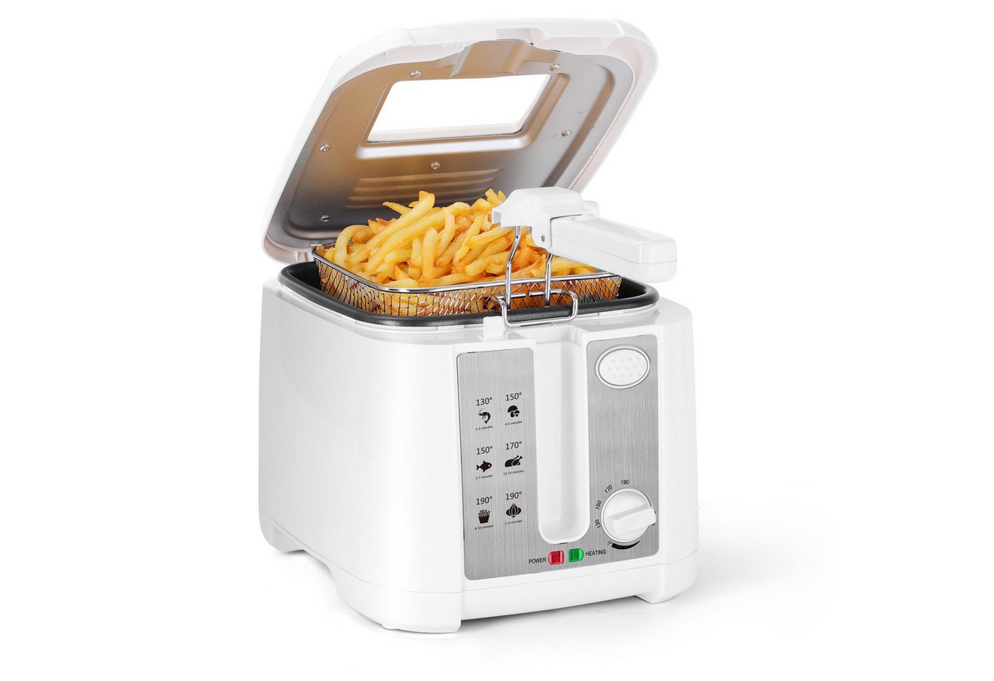 Aigostar Fritteuse Fritteuse mit öl, 1650W, 2.5L mit Sichtfenster, Weiß, 1650 W, Kompakte Ölfritteuse mit Sichtfenster und Antihaftbeschichtung Bild 4