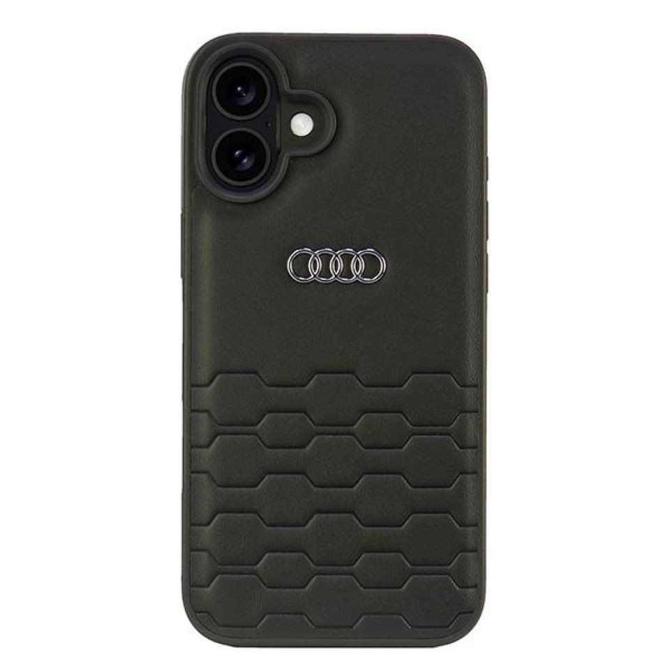 Audi Handyhülle iPhone 16 Plus Kunstleder schwarz Logo Metall 6,7 Zoll, Kantenschutz Bild 5