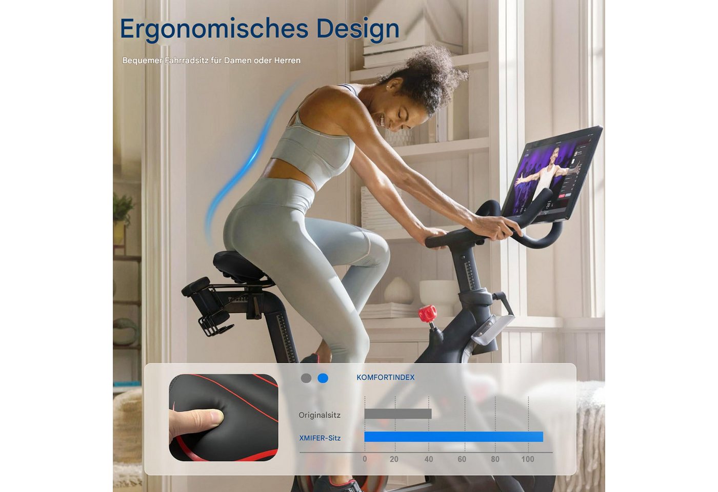 SURFOU Fahrradsattel Fahrrad zubehör Fahrradsattel Herren Damen Sattelschutz Wasserdicht (Universell kompatibler Oversized Fahrradsattel– Extra Breiter & Bequemer Sattel mit Memory Foam, Wasserdicht & Stoßdämpfend für Herren & Damen, mit Montagewerkzeuge, wasserdichte Sattelhülle und Fahrradsatteladapter, 1-tlg., Geeignet für Mountainbikes, Rennräder, Fitnessbikes, E-Bikes usw), Bequemer Memory-Foam, Schweißfestes und stoßdämpfendes