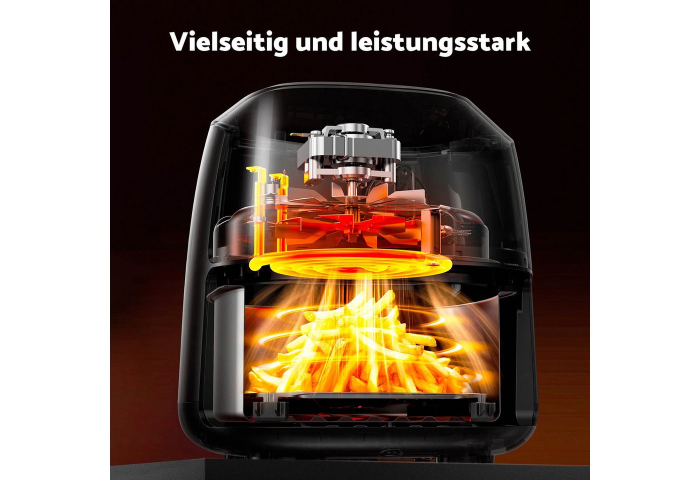 AECO Heißluftfritteuse, kompakt, platzsparend, 1150 W, 2l Fassungsvermögen, BPA-frei, CUBE 2.0