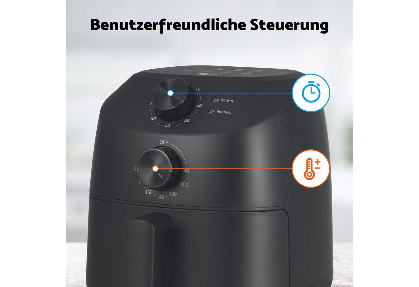 AECO Heißluftfritteuse, kompakt, platzsparend, 1150 W, 2l Fassungsvermögen, BPA-frei, CUBE 2.0 Bild 4