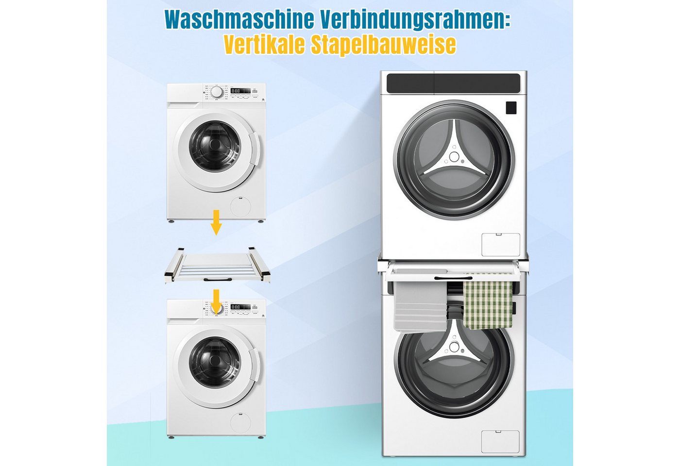 Clanmacy Zwischenbaurahmen Verbindungsrahmen mit Ausziehplatte zubehör Max. 30 kg Weiß Bild 3