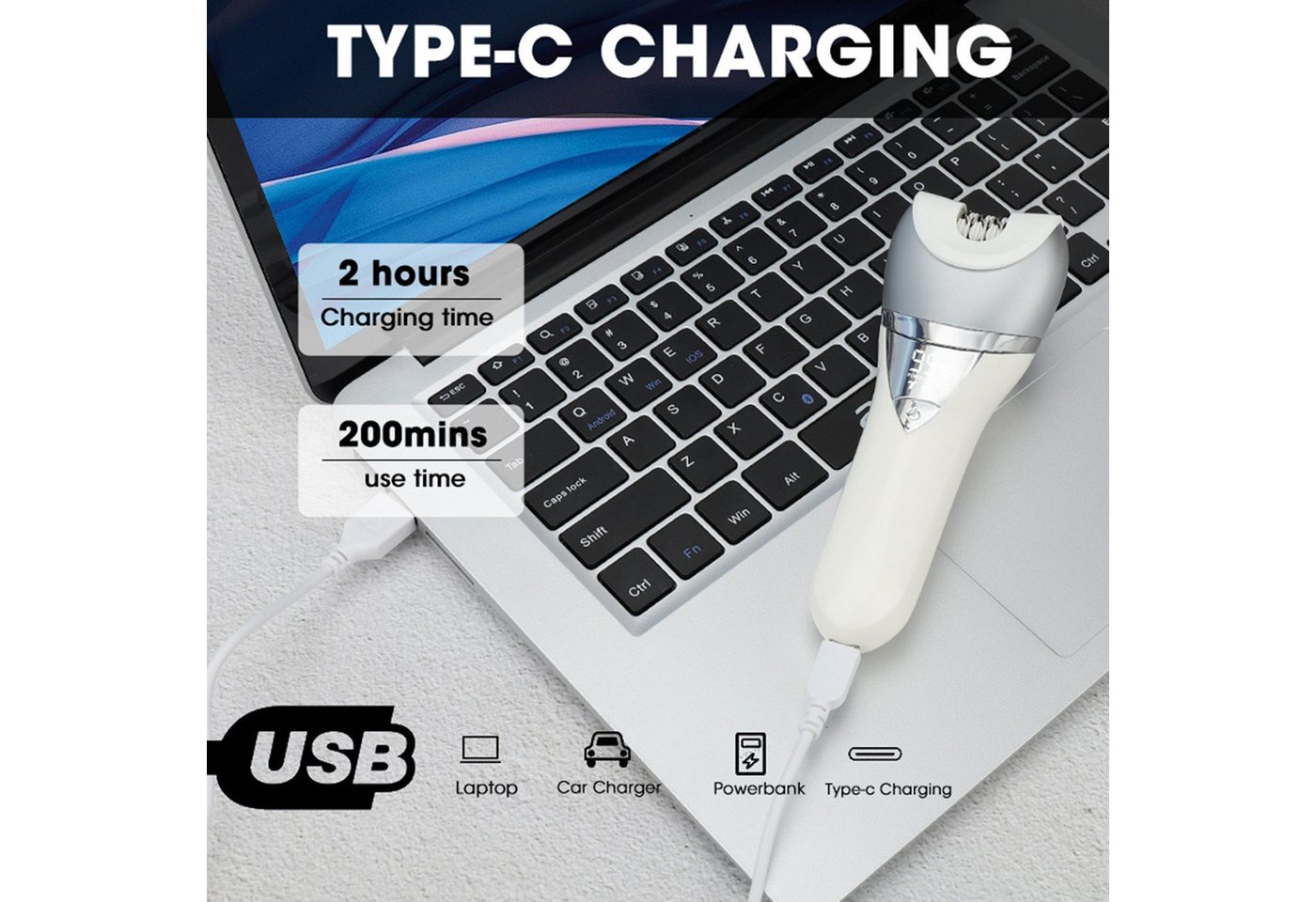 Forrlite Epilierer Epilierer Damen,6-in-1 Epilierer für Damen Kabelloser, Nass und Trocken-Gesichtsepilierer mit Peelingbürste,Reinigungsbürste,Massagekopf IPX7 Wasserdicht,USB Wiederaufladbar und Tragbar