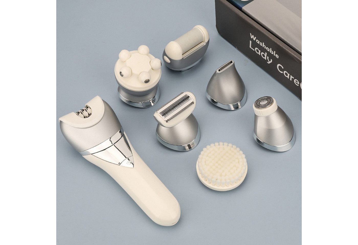Forrlite Epilierer Epilierer Damen,6-in-1 Epilierer für Damen Kabelloser, Nass und Trocken-Gesichtsepilierer mit Peelingbürste,Reinigungsbürste,Massagekopf IPX7 Wasserdicht,USB Wiederaufladbar und Tragbar Bild 2