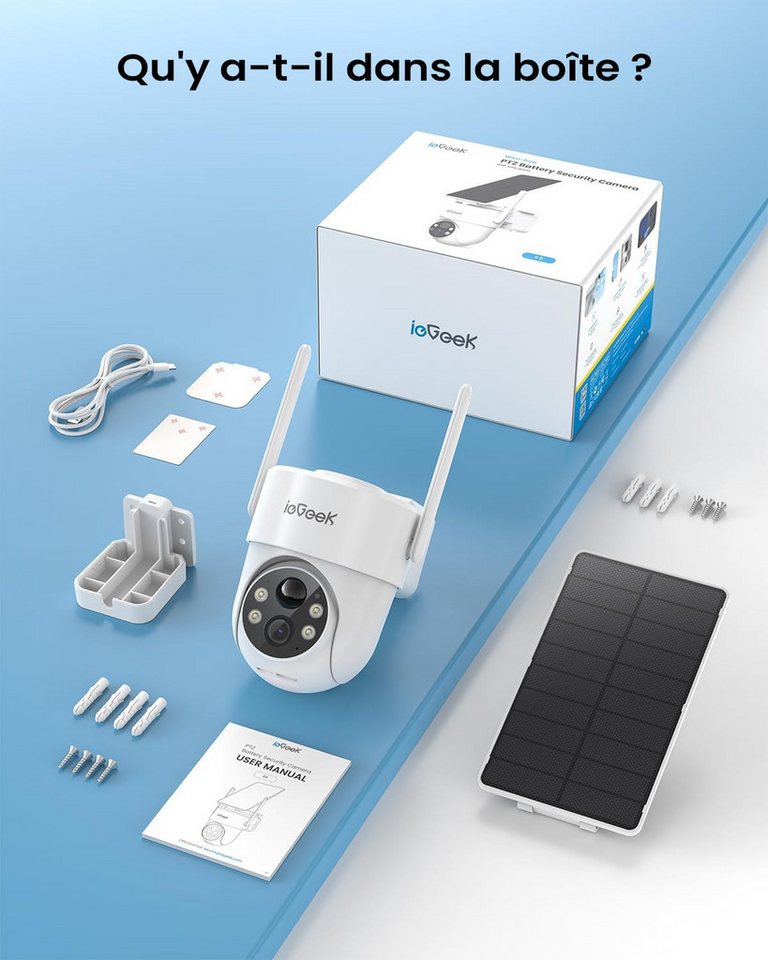TWUFY IP-Überwachungskamera 2K 3MP Überwachungskamera Aussen Solar Akku Kamera Überwachung (Aussen, Außen, Outdoor, Außenbereich, 360° PTZ Kabellos 2,4G WLAN & Bluetooth Kamera Outdoor Solar Kamera, 1-tlg., Farb-Nachtsicht PIR Bewegungsmelder Lange Zeit Standby, Zwei-Wege-Audio 4x Digitalzoom Type C Außenkamera)
