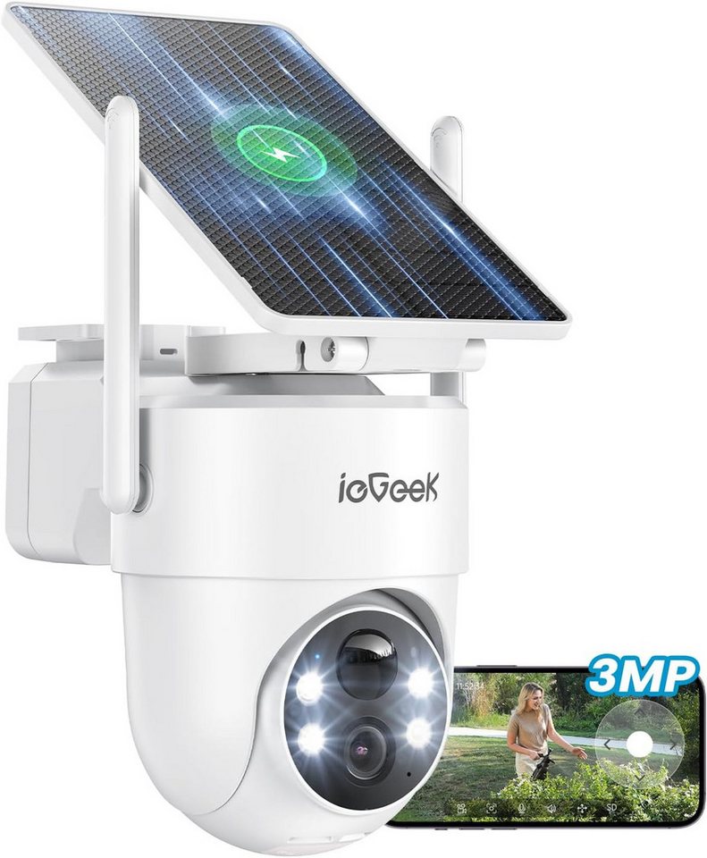 TWUFY IP-Überwachungskamera 2K 3MP Überwachungskamera Aussen Solar Akku Kamera Überwachung (Aussen, Außen, Outdoor, Außenbereich, 360° PTZ Kabellos 2,4G WLAN & Bluetooth Kamera Outdoor Solar Kamera, 1-tlg., Farb-Nachtsicht PIR Bewegungsmelder Lange Zeit Standby, Zwei-Wege-Audio 4x Digitalzoom Type C Außenkamera) Bild 2
