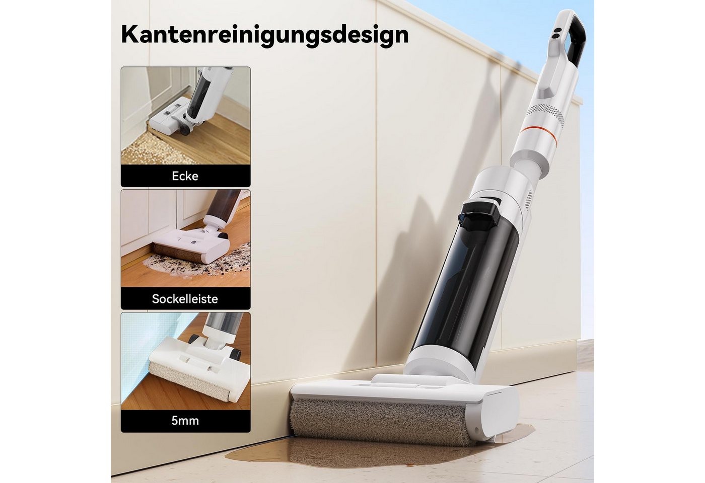 JONR Nass-Trocken-Akkusauger ED20 PRO 4-in-1 Nass Trocken Komplett-Staubsauger, 17000 Pa, Selbstreinigung und automatische Trocknung mit einem klick,Intelligente Spracherinnerung, 180° Flachlegen-Funktion