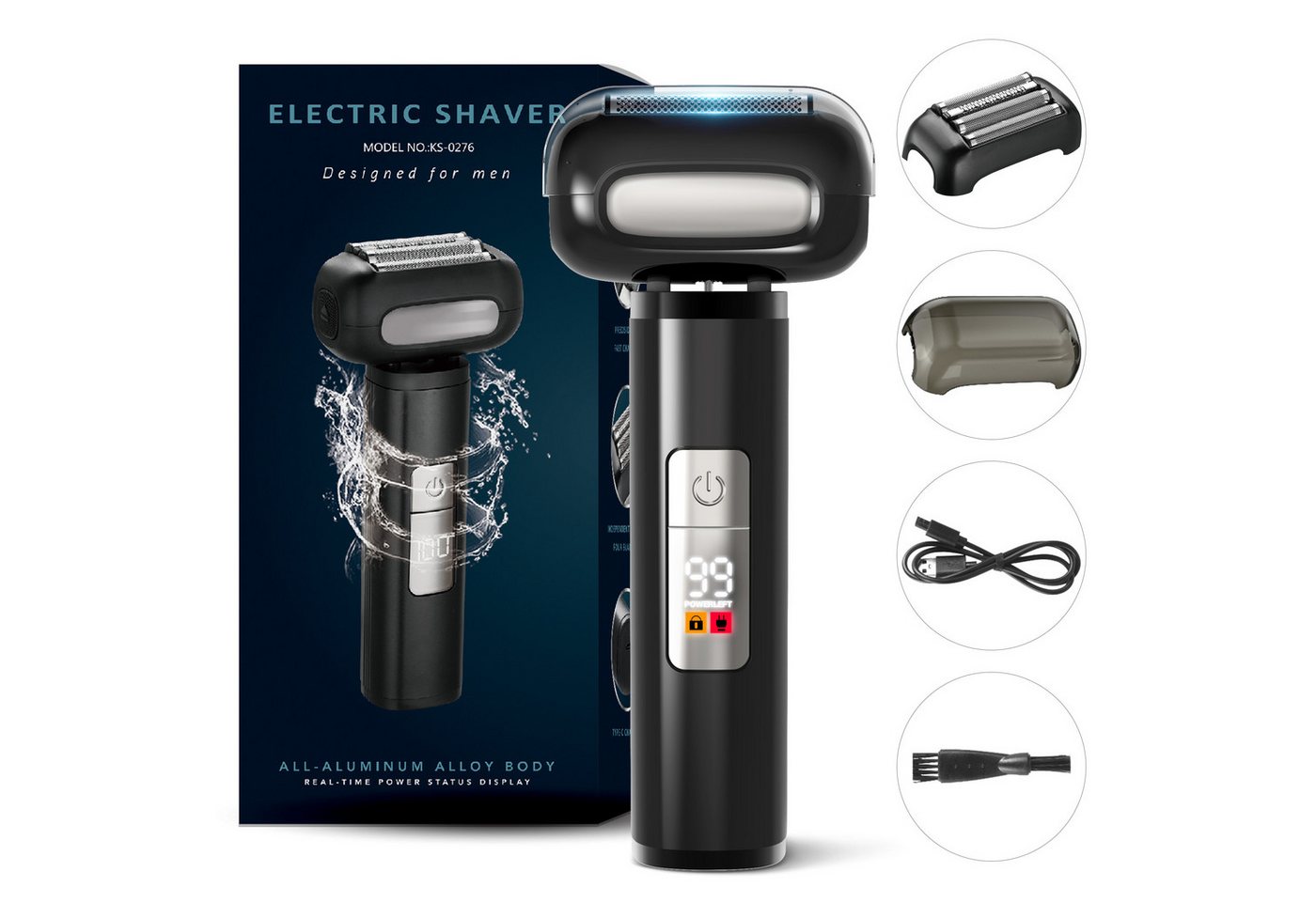 ANYSUN Elektrorasierer Rasierer Herren Elektrisch Elektrorasierer für Männer, IPX7 Waschbarer, Haartrimmer &Reinigungsburste, Wet&Dry Bild 2
