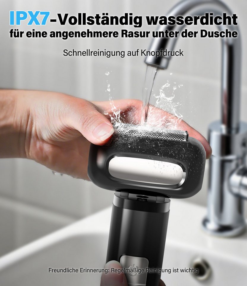 ANYSUN Elektrorasierer Rasierer Herren Elektrisch Elektrorasierer für Männer, IPX7 Waschbarer, Haartrimmer &Reinigungsburste, Wet&Dry Bild 5