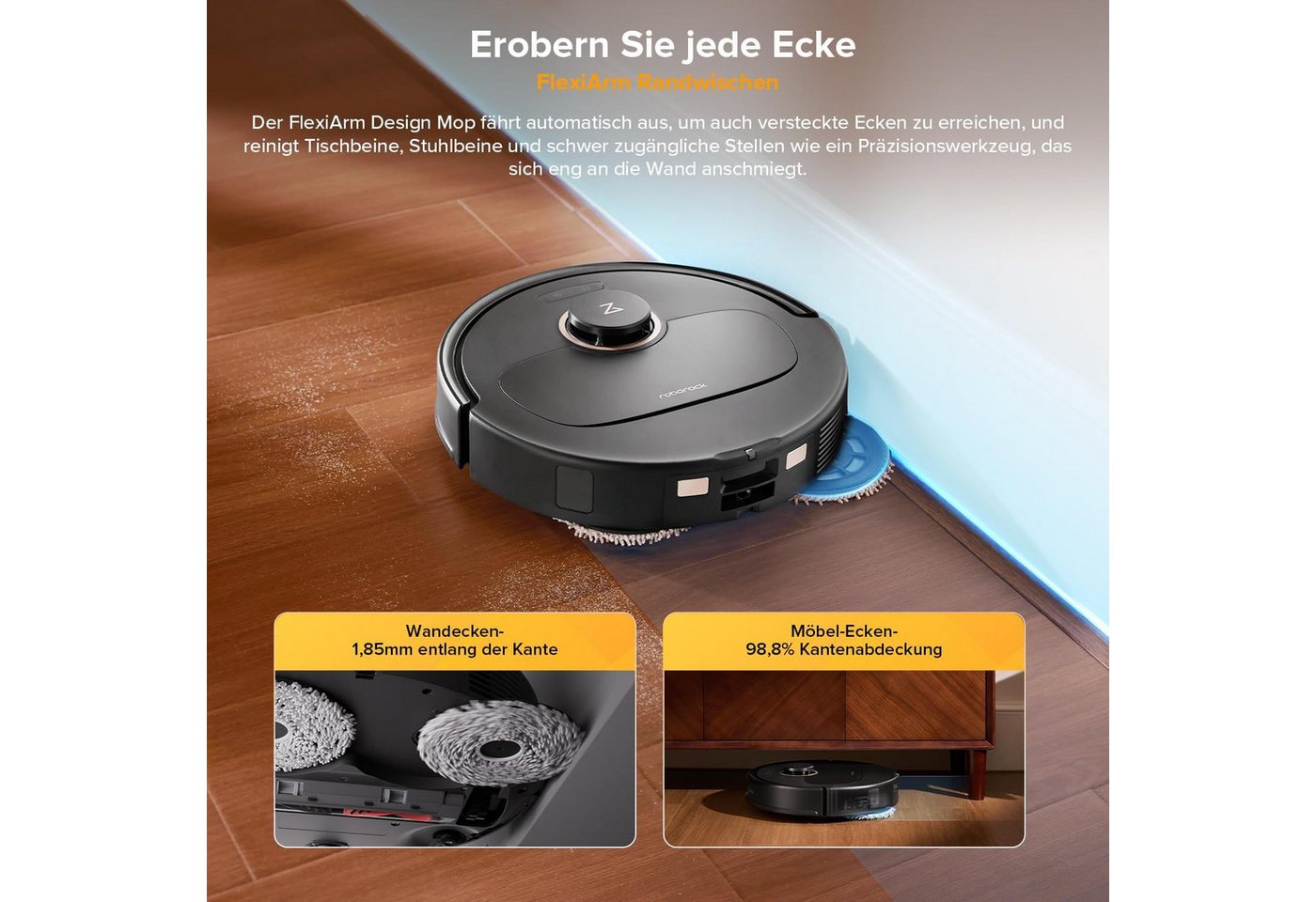 Roborock Saugroboter Qrevo S5V Saugroboter mit Wischfunktion&Hebarem Wischmopp, 60 W, 12.000Pa Saugkraft, Zero-Tangle System, Warmlufttrocknung, Intelligente Hindernisvermeidung, Multifunktions-Dockingstation Bild 2
