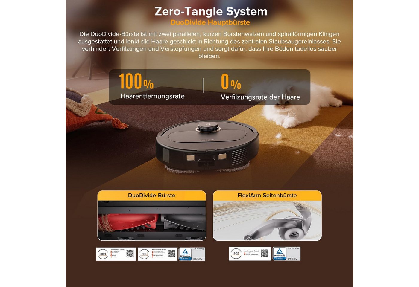Roborock Saugroboter Qrevo S5V Saugroboter mit Wischfunktion&Hebarem Wischmopp, 60 W, 12.000Pa Saugkraft, Zero-Tangle System, Warmlufttrocknung, Intelligente Hindernisvermeidung, Multifunktions-Dockingstation Bild 3