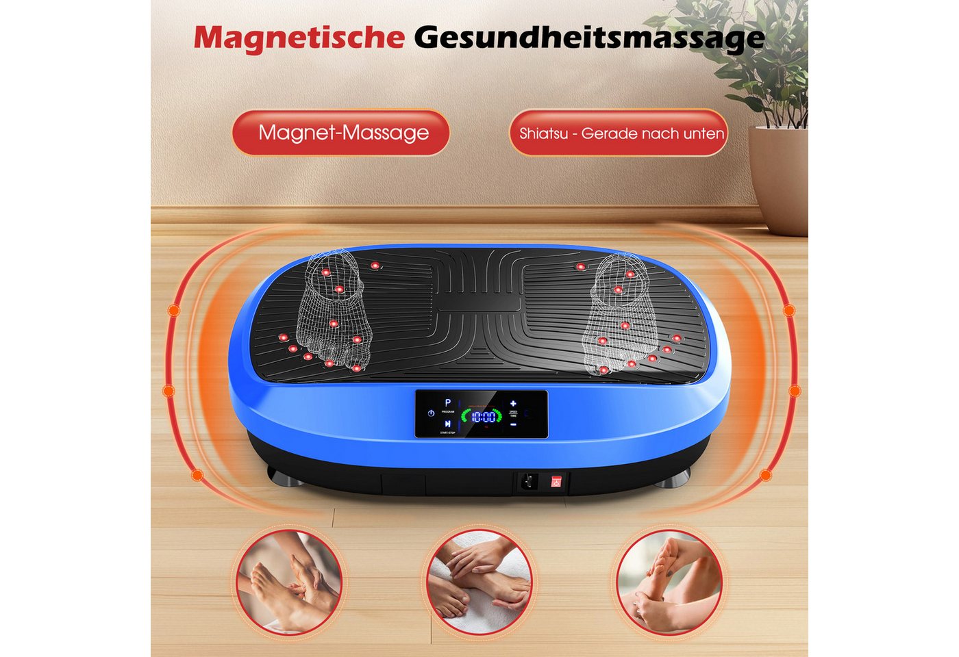 kehot Vibrationsplatte 3D Vibrationsplatte mit 120 Stufen,Spannseil & Fernbedienung, 200 W, 120 Intensitätsstufen, 6 Programme, Magnetfeldmassage,Ganzkörpertraining für Zuhause Bild 3