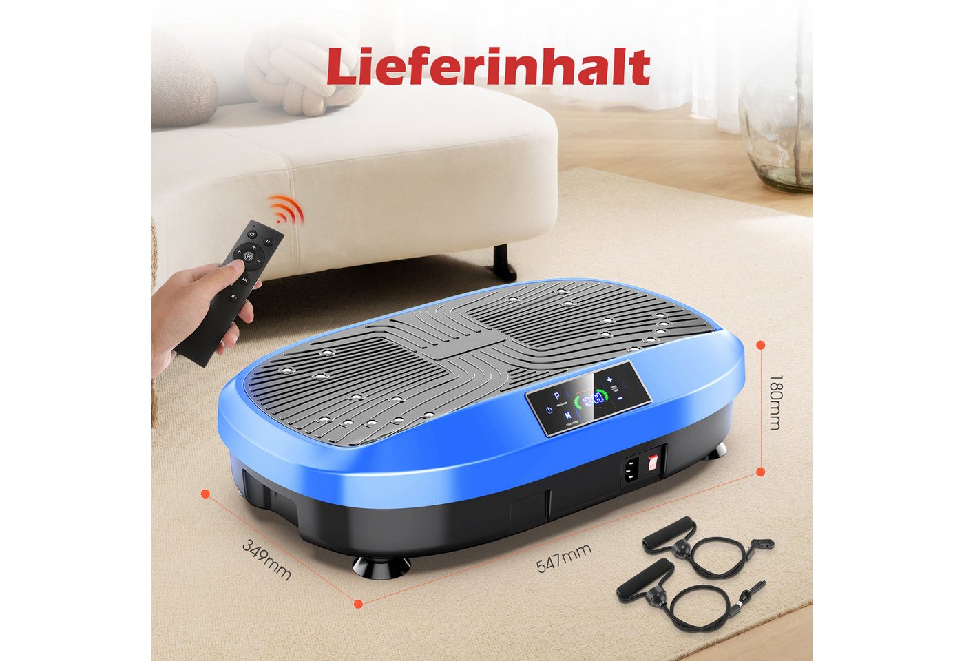 kehot Vibrationsplatte 3D Vibrationsplatte mit 120 Stufen,Spannseil & Fernbedienung, 200 W, 120 Intensitätsstufen, 6 Programme, Magnetfeldmassage,Ganzkörpertraining für Zuhause Bild 4