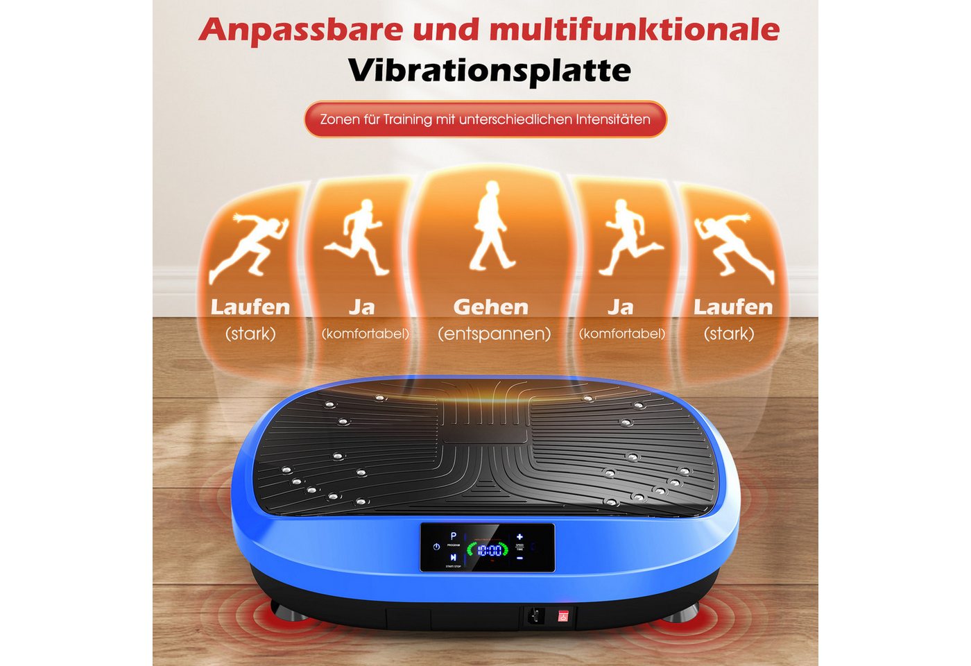 kehot Vibrationsplatte 3D Vibrationsplatte mit 120 Stufen,Spannseil & Fernbedienung, 200 W, 120 Intensitätsstufen, 6 Programme, Magnetfeldmassage,Ganzkörpertraining für Zuhause Bild 5