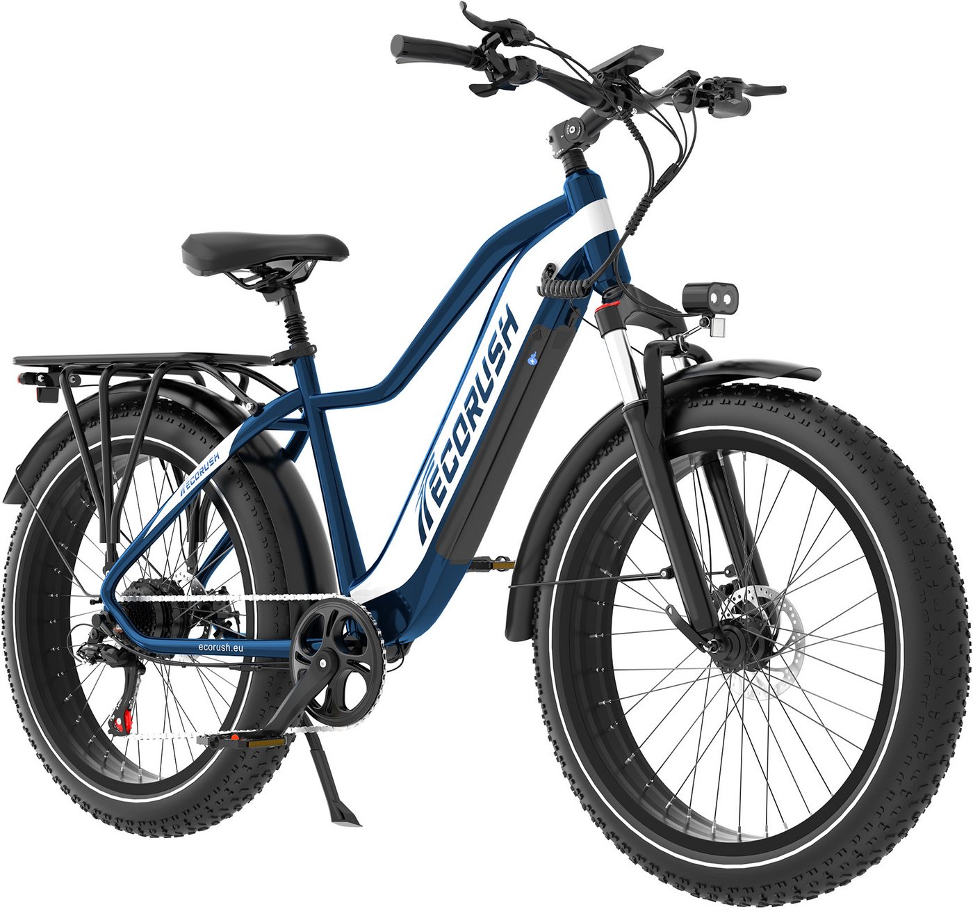 ECORUSH E-Bike Mountainbike 26*4,0 Zoll Elektrofahrrad 48V20Ah bis zu 150km, 7 Gang shimano shimano Schaltwerk, Kettenschaltung, Heckmotor, 960 Wh, Pedelec MTB E Mountainbike für Damen u. Herren Bild 4