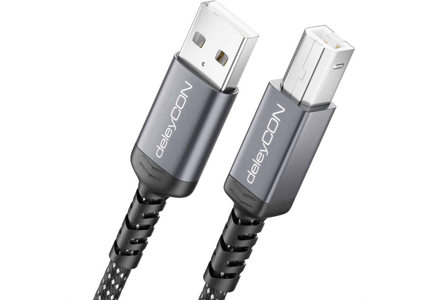 deleyCON 1m USB 2.0 Druckerkabel Scannerkabel Nylon Datenkabel USB-A zu USB-B USB-Kabel Bild 4