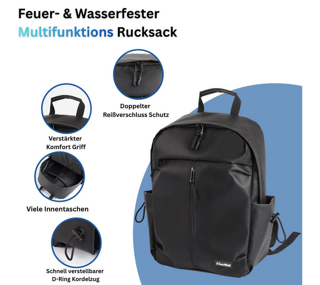 FireMat Rucksack-Regenschutz FireMat feuerfester und wasserfester Rucksack mit Laptop Fach. Bild 2