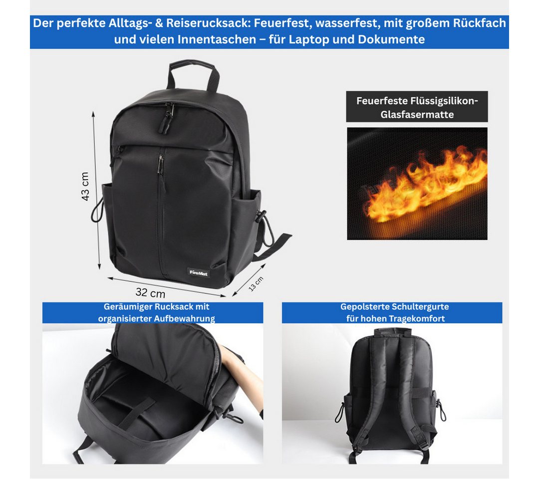 FireMat Rucksack-Regenschutz FireMat feuerfester und wasserfester Rucksack mit Laptop Fach. Bild 3
