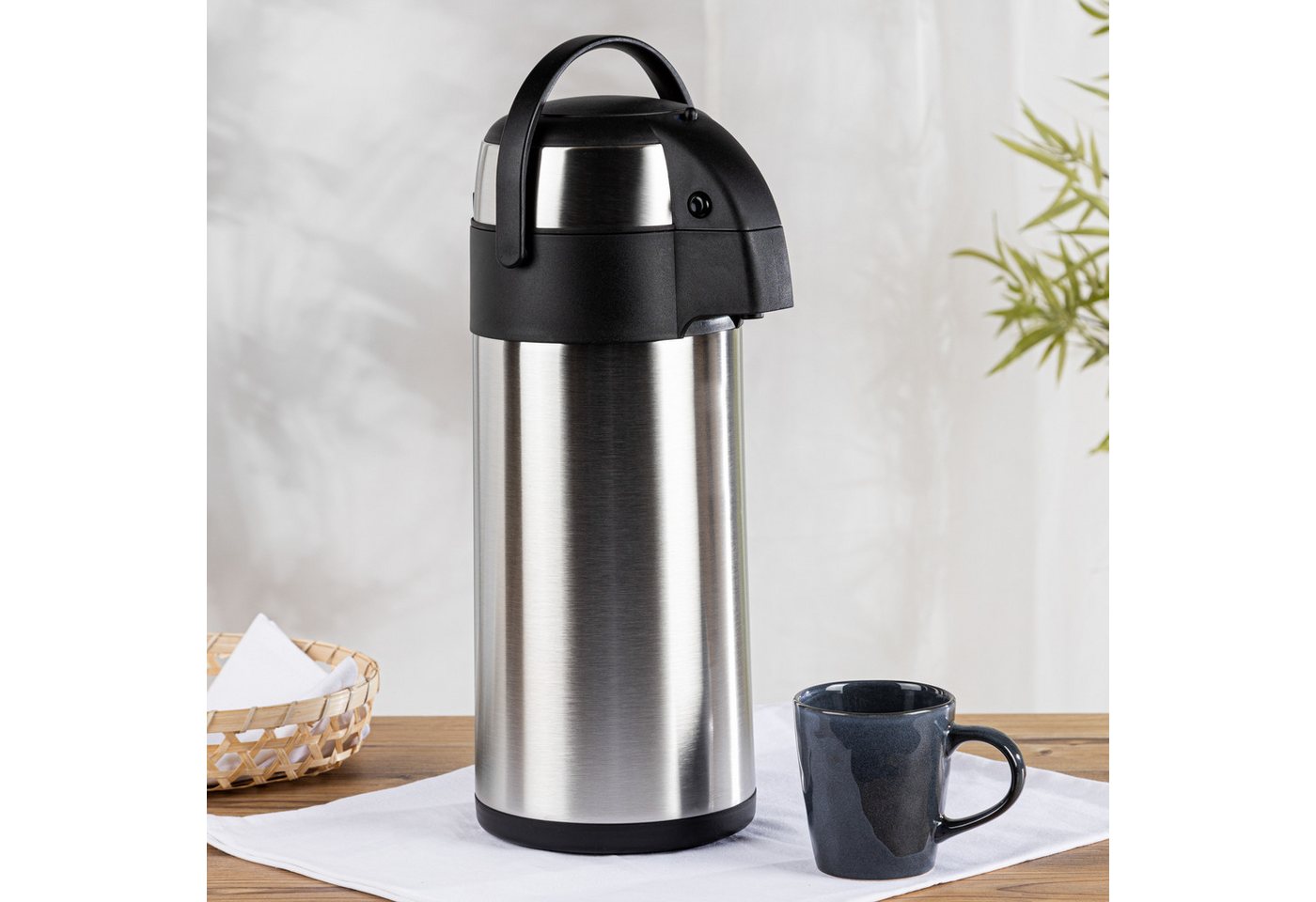 Haushalt International Getränkespender Thermoskanne 5,0l Pumpkanne Kaffee Getränkespender Airpot Isolierkanne