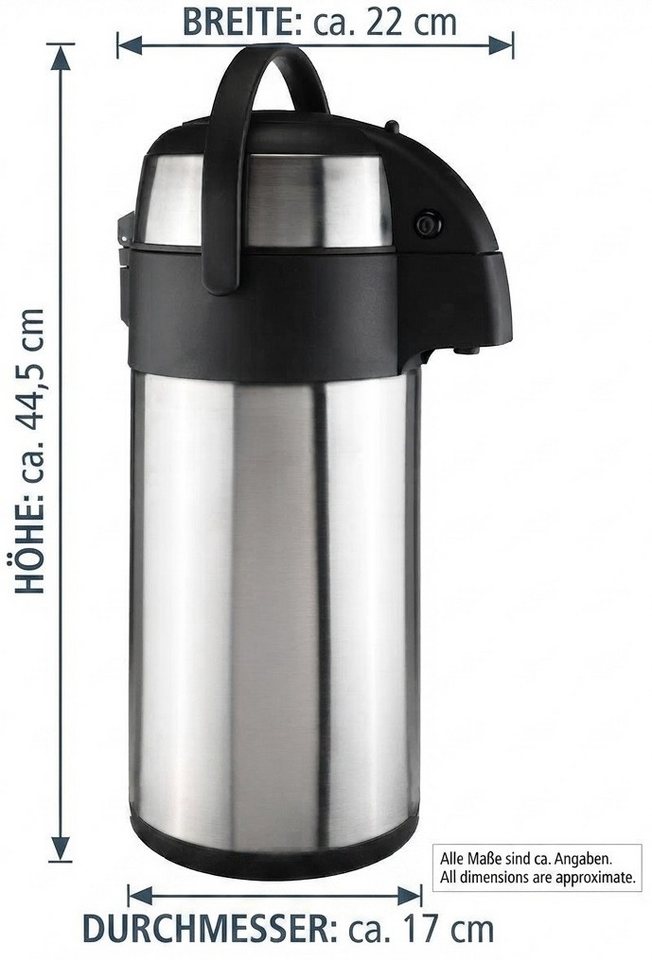 Haushalt International Getränkespender Thermoskanne 5,0l Pumpkanne Kaffee Getränkespender Airpot Isolierkanne Bild 3