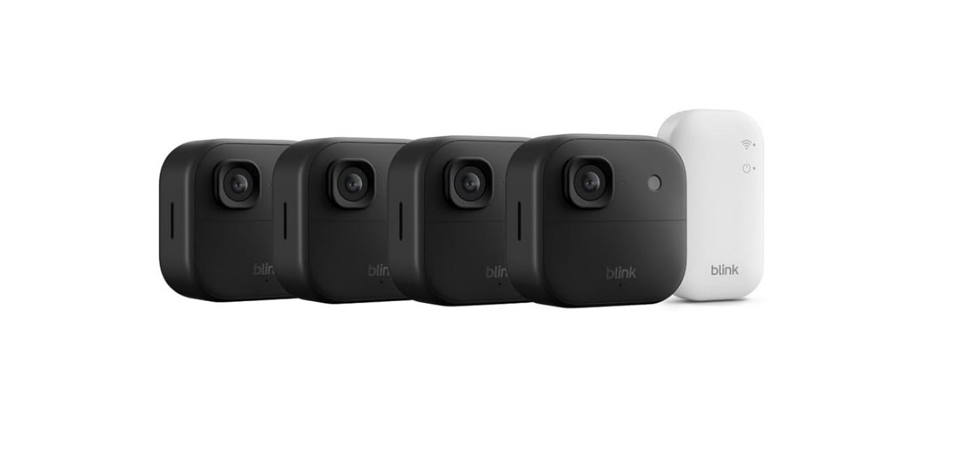 blink IP-Überwachungskamera Outdoor 4 4er Kameraset 2K+ (4-tlg., inkl. Sync Module 2, 2K+, Nachtsicht, 2-Wege-Audio)
