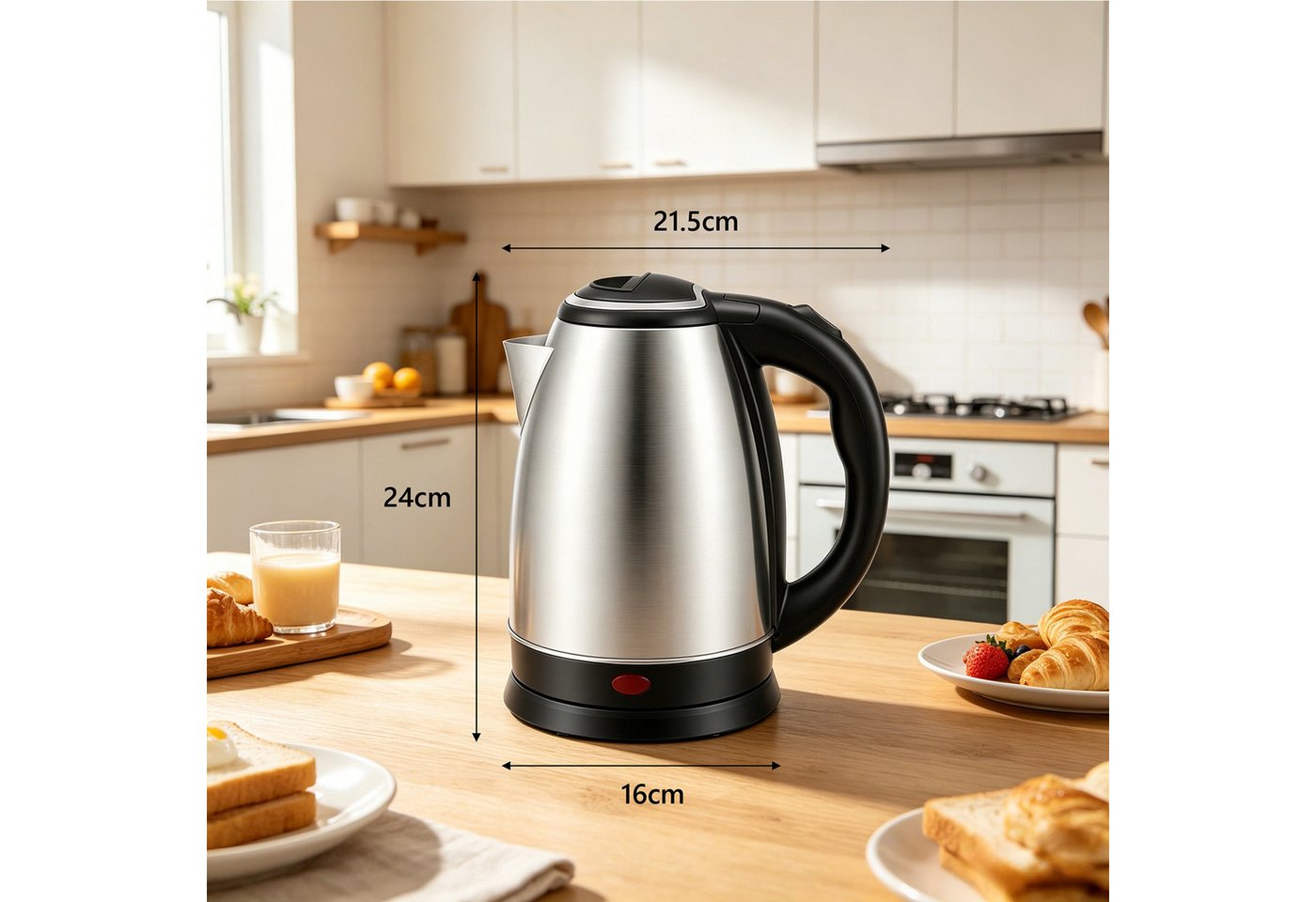 OZAVO Wasserkocher Edelstahl Wasserkocher 1.8L 1500W mit Kalkfilter und 360°-Basis, 1500 W, Abschaltautomatik,Trockenlaufschutz,100% BPA Frei Bild 4