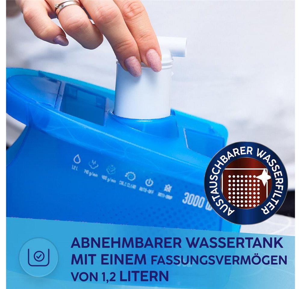 MPM Dampfbügeleisen MPM MZE-28 Dampfbügelstation 3000 W 8 bar Keramiksohle, 3000 W, 8 bar, 140 ± 10 g/min, 1,2-l-Wassertank, Keramiksohle Bild 4