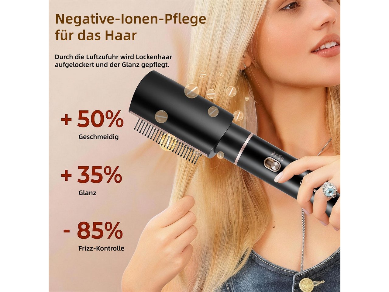 HATTEKER Warmluftbürste 4-in-1 HT-305, Multihaarstyler, Ionen-Technologie, 3 Temperaturstufen, Volumenbürste Bild 5