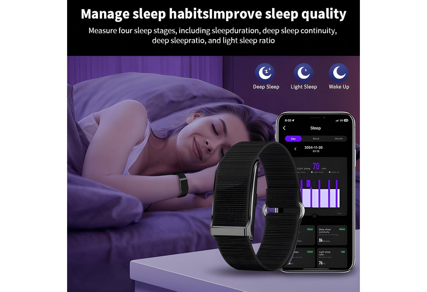 Lige Activity Tracker Fitness Tracker Smart Armband ohne Bildschirm Schrittzähler, 127 Sportmodi, IP44 Wasserschutz, Android und iOS Bild 3