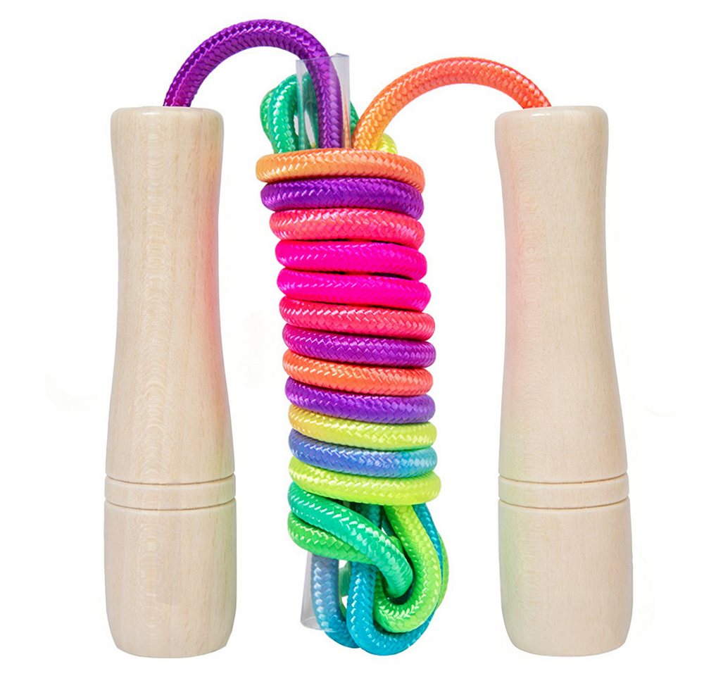 AFKSMILE Springseil Springseil Kinder,260cm Verstellbare Seilspringen Kinder mit Holzgriff, Jump Rope for Kids, Adjustable Skipping Rope, Kids Jump Ropes Bild 3